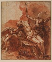 Lamentation over the dead Christ by two angels (recto)