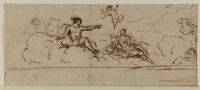 Design for a mural painting: Mercury, with Venus and Cupid, seated on clouds (recto)