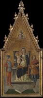 Triptych - Virgin and Child enthroned with two unidentified male saints, and God the Father in an attitude of benediction (centre)
