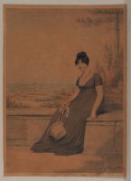 Portrait of a lady seated on the terrace at Windsor Castle