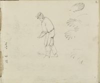 Labourer and sketches of foliage (recto)