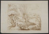 Landscape by a river after Carracci