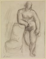 Female nude with her arm resting on a chair (recto)