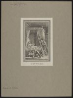 Canto XX - a bedroom with a woman on a bed and a knight beating a winged donkey