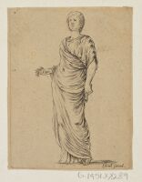 Figure in Ancient Dress holding acanthus leaf and scroll 