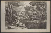 Landscape with a man reading a book