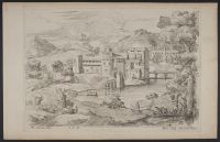 Landscape with buildings by a river