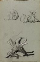Upper area: Studies of women with barrels; Lower area: Study of an anchor