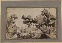 Landscape with canal and village