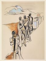 Four figures in a landscape