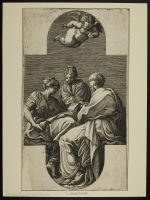 Three Muses and a gesturing putto