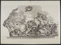 Neptune subduing the storm created by Aeolus to destroy the fleet of Aeneas