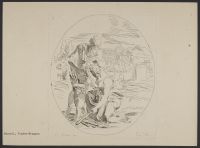 Narrative scene with figures in an oval