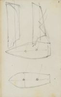 Two plans and elevations of hull of sailing boat