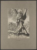 Saint Andrew carrying his cross, and his crucifixion