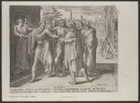 Lot preventing the men of Sodom from entering his home