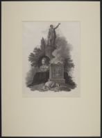 Statue of Hercules on a column, portrait of Lady Jane Grey and sacrificial altar - illustration to  Bowyer's 'History of England'