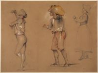 Studies of Spanish figures - a. male dancer, b. male  water-carrier, c. young woman playing castanets