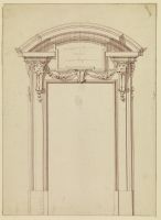 Design for a door frame, with grotesque masks and swags