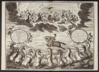 Allegorical scene showing horses, Pegasus and heaven