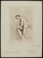 Leda, naked seated on a rock