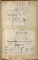Page in an album (two drawings pasted onto one page)