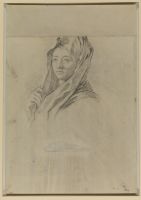 Study for the head of a young woman wearing a shawl (recto)