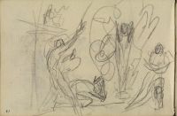 Page of a sketchbook  - Titania and Oberon quarelling over the Changeling (?) (recto)