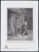 Two peasants talking outside an inn