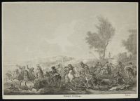 Battle scene - cavalry fighting near a river bank