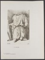 Robed torso fragment Plate 26 from Signorum veterum icones, 100 plates plus  title-page, of etchings after classical sculpture, dedicated to  Johannes Wtenbogaard and Constantijn Huygens