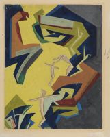 Vorticist composition, yellow and green (formerly 'Gulliver in Liliput')
