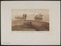 Coast view with classical figures and boats on the water