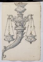 Ornamental chandelier with three candle holders