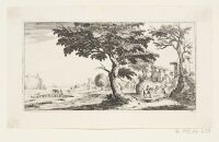 Landscape with a large tree, a rider and a nobleman