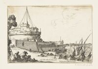 The Castel Sant'Angelo and the Pont Sant'Angelo in Rome with Boats 