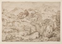 Landscape with an artist sketching