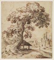 Landscape with ruins and figures