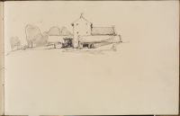 Buildings in a landscape (verso)