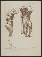 Two studies of a standing nude male figure after Carracci