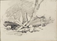 A stile, trees background (recto)