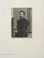 Three-quarter length portrait of a man holding a letter