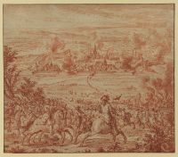 Army besieging a walled city