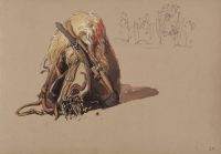 Study of a halter, and of figures and a cart