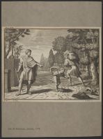 Plate 16: Two men passing on a road travelling in opposite directions, one tells the other he has dropped something, and his boy companion runs to fetch it