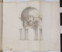 Sectional elevation of a domed space (recto)