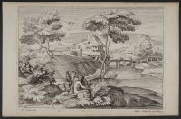 Landscape with nymphs watched by a satyr