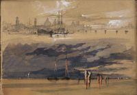 Two river scenes, night