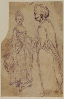 Studies of a woman standing and a standing man in a turban