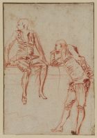 Study of two men sitting and leaning on a wall (formerly 'Sheet of Studies with Two Comedians (Crispins?)')